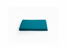 Drap plat en percale de coton - manoir - 240 x 300 cm - bleu paon