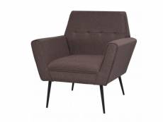 Fauteuil chaise siège lounge design club sofa salon acier et tissu marron helloshop26 1102130par3