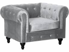 Fauteuil chesterfield velours "aliza" - 111 x 82 x