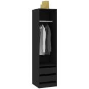 Garde-robe avec tiroirs Noir 50x50x200 cm
