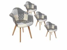 Giada - lot de 4 fauteuils patchwork motifs grisés