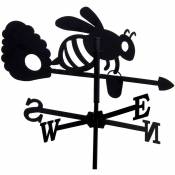 Girouette abeille et sa ruche en fer forgé petit modèle