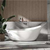 Grande Baignoire îlot sabot ovale design acrylique pour salle de bain, isolation thermique - Blanc brillant - 190x80x83cm - sophie - Options au choix