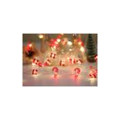 Guirlande lumineuse en forme de sapin de Noël, 2 m, 20 led, avec minuteur, alimentée par piles, blanc chaud, fil argenté pour sapin de Noël,