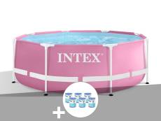 Kit piscine tubulaire Intex Metal Frame Pink ronde