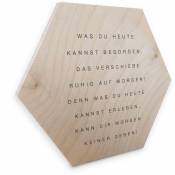 K&l Wall Art - Décoration panneau hexagonal en bois de bouleau naturel Citation Lettrage Déco 35x30cm