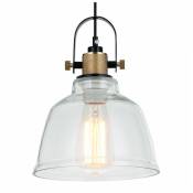 Kosilum - Lampe suspendue industrielle verre transparent