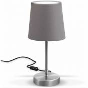 Lampe de bureau de design moderne, tissu gris, pied
