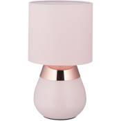 Lampe de chevet tactile, éclairage salon et chambre, abat-jour tissu, E14, h x d : env. 32 x 18 cm, rose - Relaxdays
