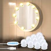 Lampe miroir led diy Lampe usb Maquillage Variable 10 led Eclairage 360 - Blanc - Vingo