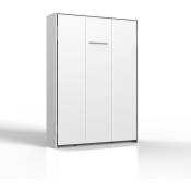 Lit escamotable vertical 140x200 - L152 cm - Blanc