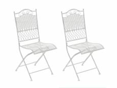 Lot de 2 chaises de jardin pliables kiran en fer , blanc antique