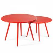Lot de 2 tables basses de jardin en acier rouge - Palavas - Rouge