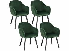 Lot de 4 chaises de salle à manger-assise en velours-chaise pour cuisine/salon/café-vert foncé