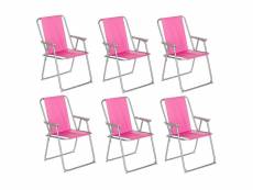 Lot de 6 chaises de camping pliantes coloris rose -