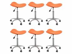 Lot de chaises pivotantes de salle à manger 6 pcs orange similicuir - orange - 44 x 44 x 57 cm