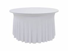 Nappes élastiques de table avec jupon 2 pièces 180x74 cm blanc dec022462
