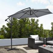 Nova - Parapluie de patio avec pôle latéral 245x270 cm Inclinaison gris réglable
