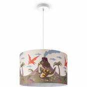 Paco Home - Suspension Chambre Enfant Plafonnier Abat-Jour Tissu Rond led Jungle Lampe à suspension - Blanc, Design 3 (Ø45,5 cm)