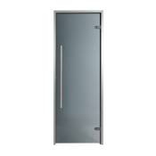 Porte pour Hammam premium 100 x 190 cm passage handicapé poignée verticale teinté gris