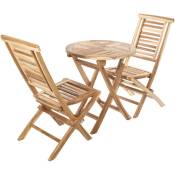 PrimeMatik - Table ronde 66 cm et 2 chaises pour jardin