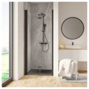 Schulte - Porte de douche pivotante-pliante, verre 6 mm, profilé noir, Garant 90 x 200 cm, ouverture vers la gauche