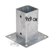 Suinga - Ancrage métallique carré 9x9 cm, base 15x15