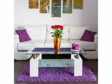 Table basse moderne, plateau en verre trempé, table de salon avec étagère, 110x60h52 cm, coloris blanc 8052773000369