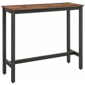 Table de bar table haute fine table de cuisine 120 x 40 x 100 cm table de salle à manger avec cadre métallique robuste montage facile marron rustique