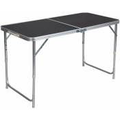 Table de camping table pliante réglable 120 cm noir