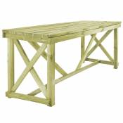 Table de jardin en bois imprégné - Vert - 160 x 79 x 75 cm