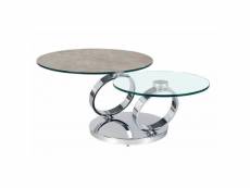 Table olympe à plateaux pivotants en verre et céramique gris 20100891902