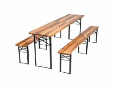 Tectake table de jardin pliante 219 x 50,5 x 77,5 cm avec bancs 402189