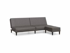 Vidaxl canapé-lit à 2 places avec repose-pied gris similicuir