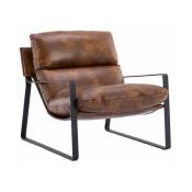Wahson Office Chairs - Fauteuil de Salon Confortable Chaise Relaxant avec Siège Épais Fauteuil Lounge de Structure Métal, Similicuir, Marron - Marron