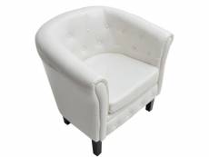 Wesley - fauteuil lounge style chesterfield simili cuir blanc 60710