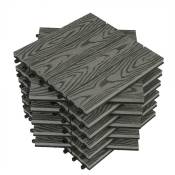 Woltu - Dalle de terrasse en composite bois-plastique. 11 Pièces. 1 m². 30x30 cm. Gris Clair - Gris Clair