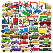 50 pièces enfants camion autocollant génie véhicule autocollants pour bagages décoratifs/cahier/tasse étanche enfants jouet garçon autocollants