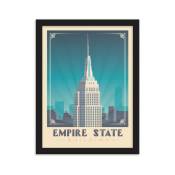 Affiche New York Empire State Building + Cadre Bois noir 30x40 cm