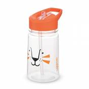 Aladdin Zoo Flip & Sip Water Bottle 0.43L Orange – Bouteille pour Enfants lion - Étanche - Sans BPA - Couvercle avec Paille - Boucle de Transport - An