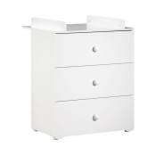 Baby Price - New Basic Commode a langer 3 tiroirs - Boutons boule blancs