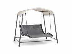 Blumfeldt palermo double chaise longue à bascule autoportante , structure en acier , toît polyester , coussins inclus - gris GDW20-Palermo