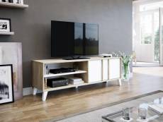 Bobochic meuble tv 150 cm otta imitation bois et blanc