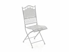 Chaise de jardin en fer forgé blanc vieilli mdj10023
