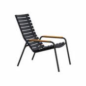 Chaise lounge ReCLIPS / Accoudoirs bambou - Plastique recyclé - Houe noir en plastique