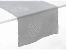 Chemin de table gris en coton party time 45x150 cm