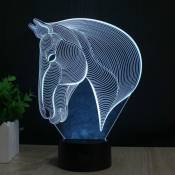 Cheval 3D Veilleuse LED,Illusion Cheval Effet usb de charge led Night Lamp avec 7 couleurs changeantes pour la maison / bureau décorations, Touch