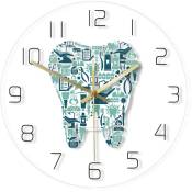 Coloré Dentaire Dent Horloge Murale Soins Dentaires