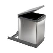 Elletipi - Poubelle de cuisine à ouverture manuelle tower - habillage bac en aluminium - fixation sur le fond du caisson - bac de 17 litres