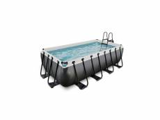 Exit piscine black leather 400x200x100cm avec pompe filtrante à sable - noir 30.17.42.20